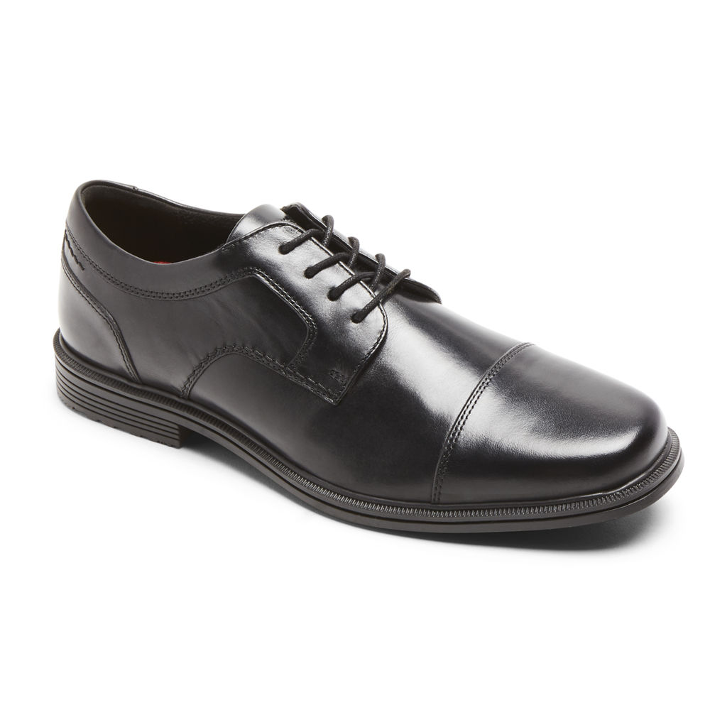 Rockport Mens Oxfords Black - Robinsyn Waterproof Cap Toe - UK 946-QEZKMJ